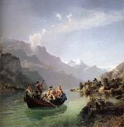 Hans Gude Brudfarden i Hardanger oil